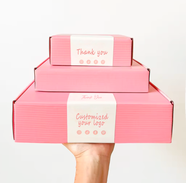 Eco-Friendly Custom Printed pink shipping box - 图片 4