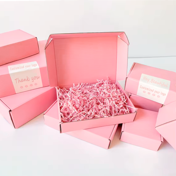 Eco-Friendly Custom Printed pink shipping box - 图片 5
