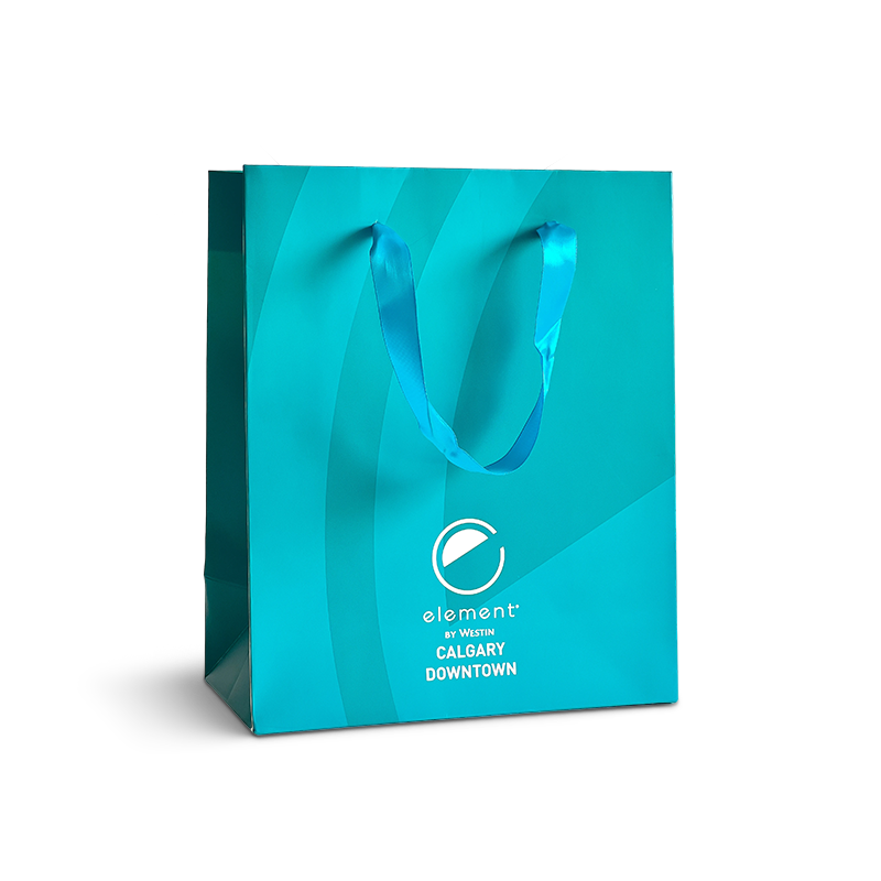 Custom Teal Glossy Paper Gift Bag with Wavy Texture