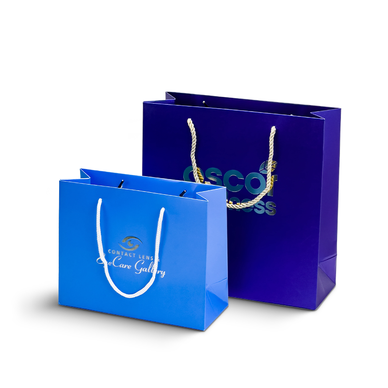 Custom Blue & Purple Glossy Paper Shopping Bags
